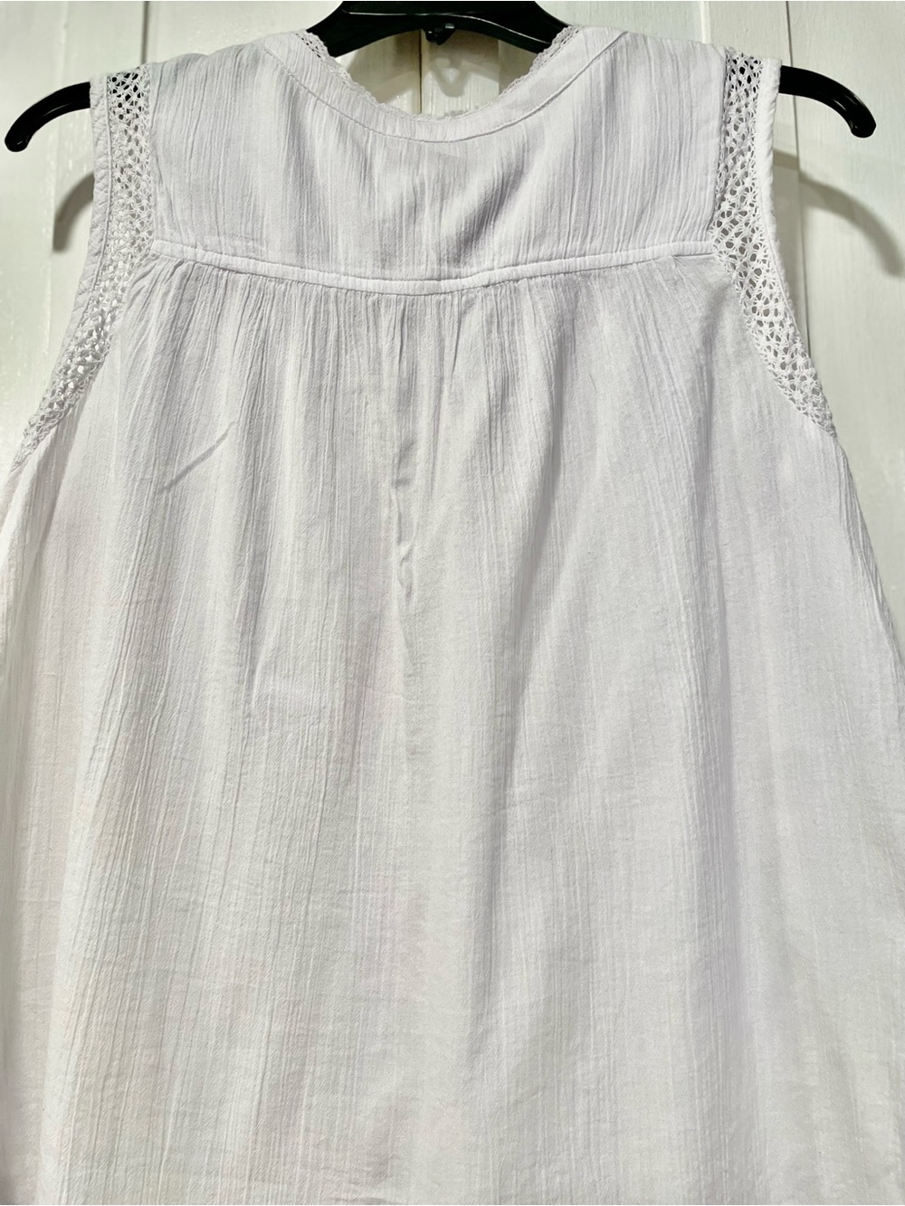 LOFT White 100% Cotton Sleeveless Button Front Top Summer Boho Cottagecore Sz S - Picture 5 of 7